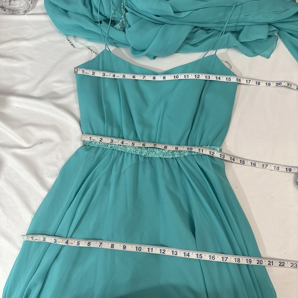 NWT $1095 Sachin & Babi [ 8 ] Lavina Beaded Gown with Cape in Turquoise‎ #J1528 - Picture 4 of 16